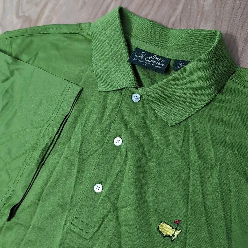 Amens Corner Men's L 60's Two Ply Double Mercerized Augusta Masters Polo Green - Picture 1 of 5